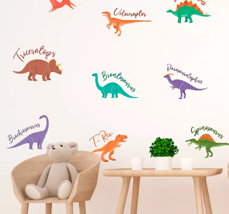 Adesivos de animais Dinossauros com nomes - TenStickers
