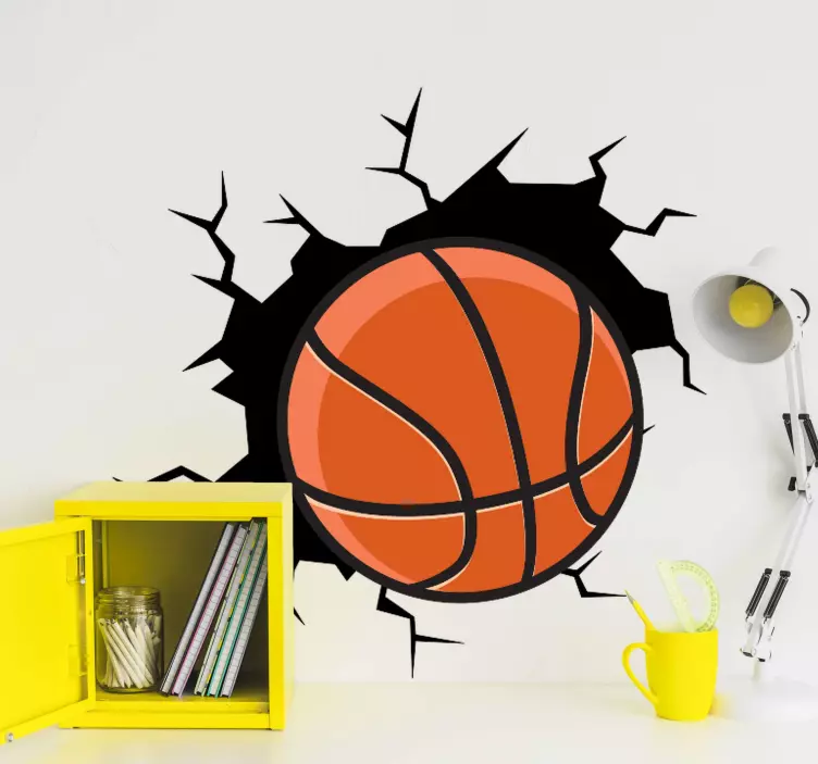 Autocolante 3D bola de Basket na parede - TenStickers