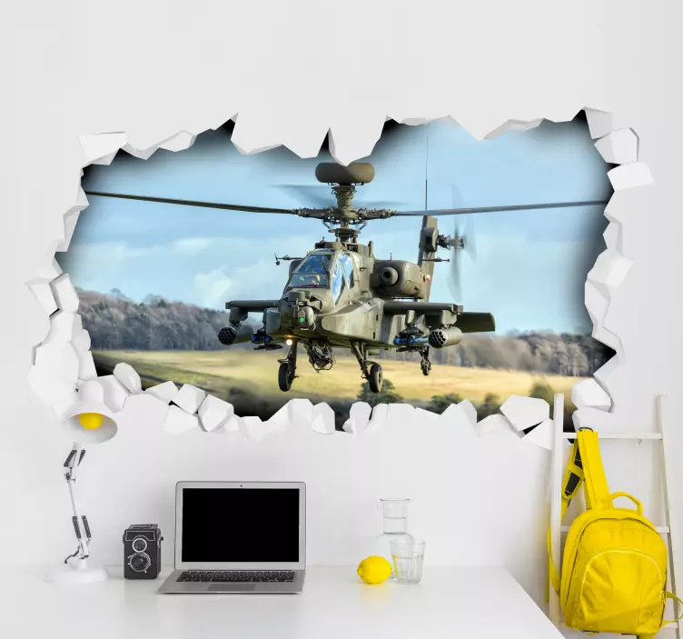 Autocolantes de efeitos visuais Helicóptero 3d - TenStickers