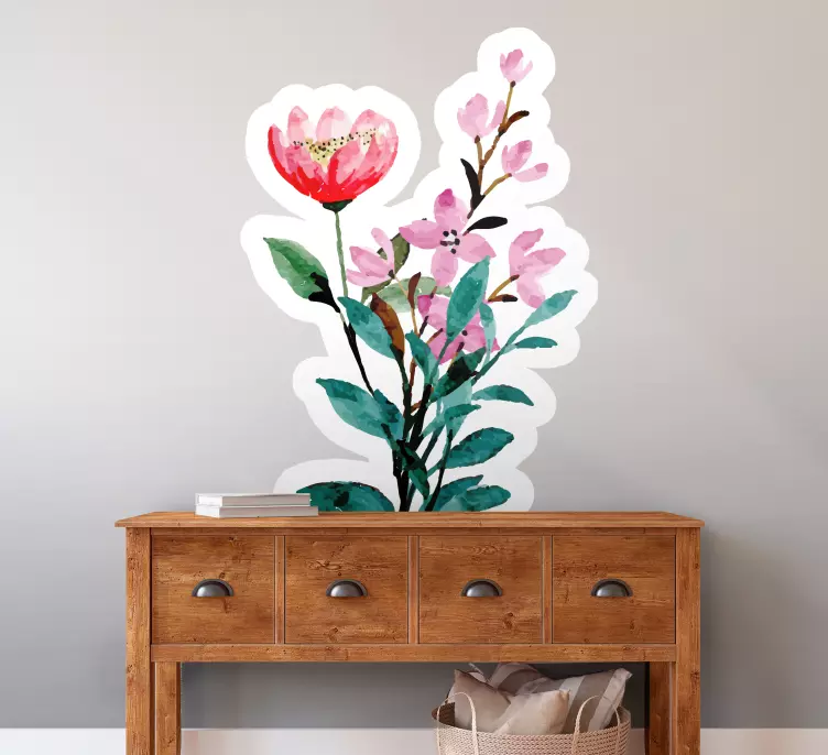 Autocolantes de flores e plantas Flores em um fundo branco - TenStickers