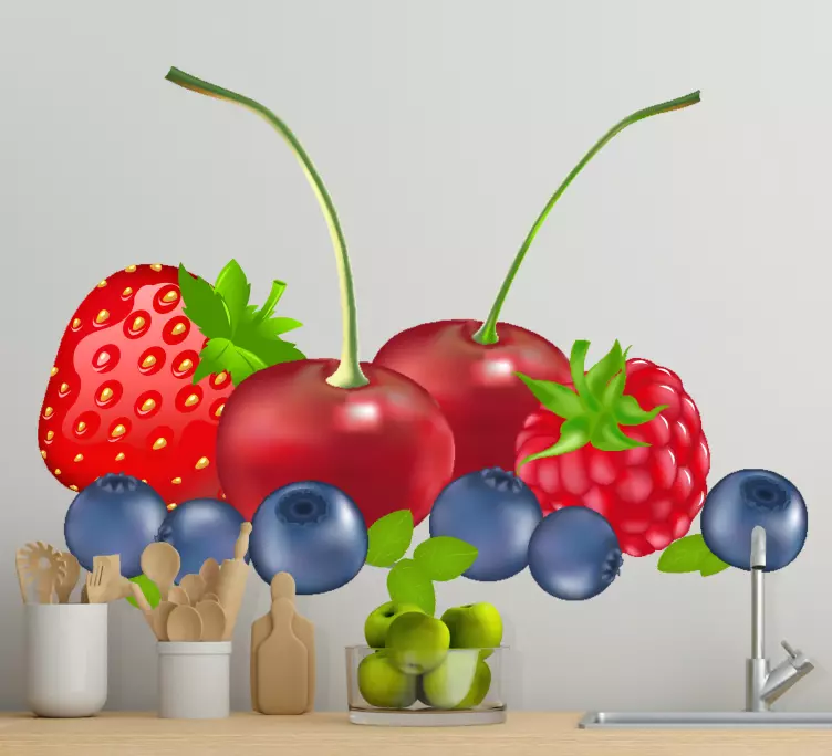 Autocolantes de frutas 3 frutas em um fundo colorido - TenStickers