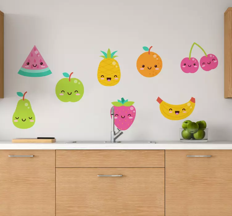 Autocolantes de frutas Pacote de 8 frutas fofas - TenStickers