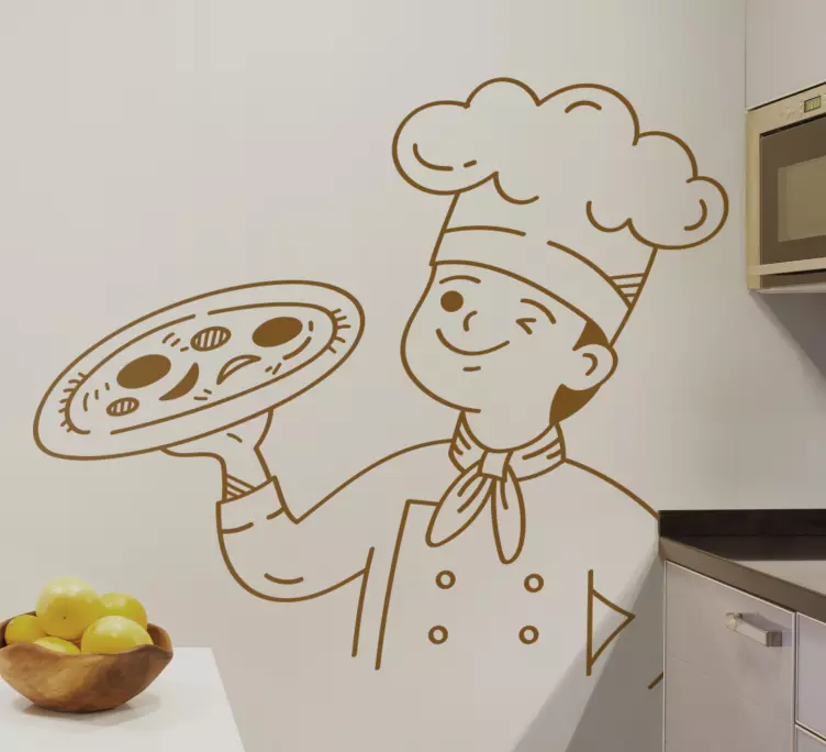 Autocolantes de Gastronomia Pizzaïolo fazendo uma pizza - TenStickers