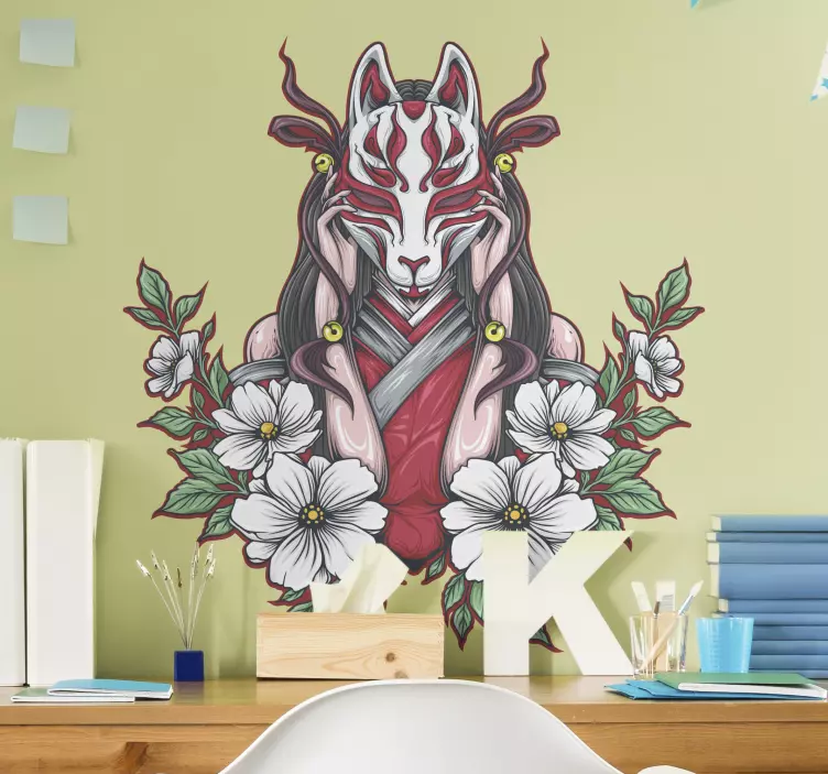 Autocolante Anime feminino em uma máscara - TenStickers