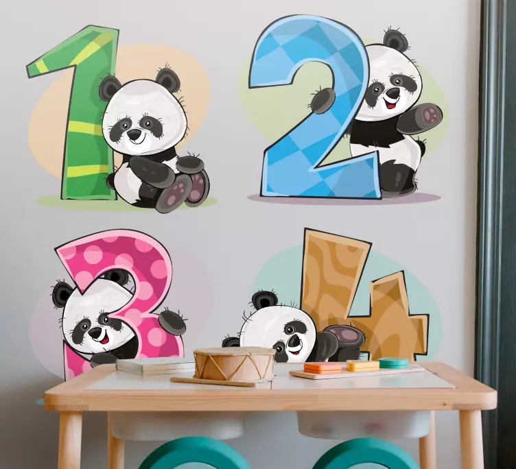 Autocolantes de ilustrações Números de panda - TenStickers