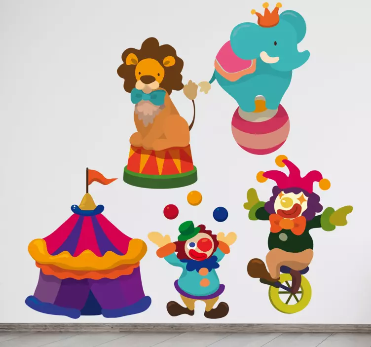 Autocolantes decorativos de ilustrações Personagens de circo - TenStickers