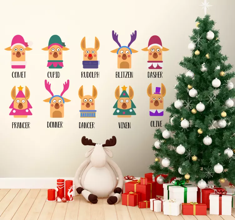 Autocolantes de Natal Nomes de renas do papai noel - TenStickers