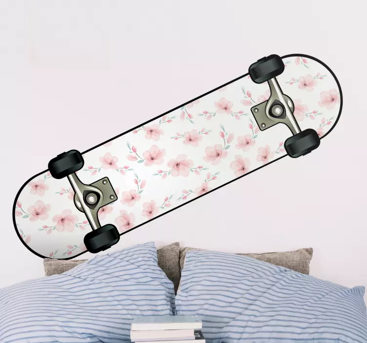 Autocolante Skate de flores de cerejeira rosa - TenStickers