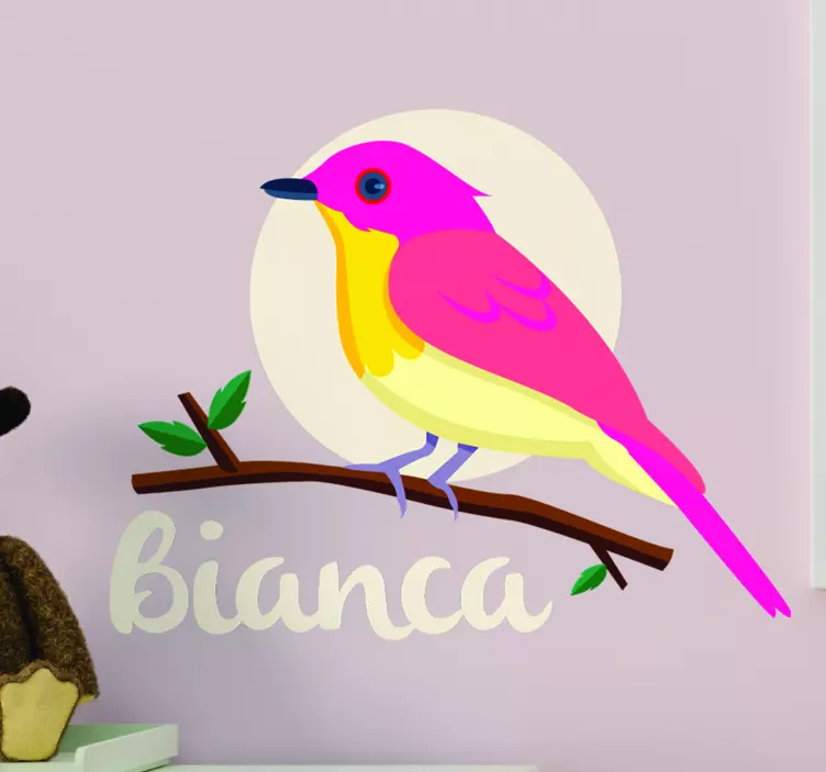 Autocolantes de pássaros e aves Pássaro rosa - TenStickers
