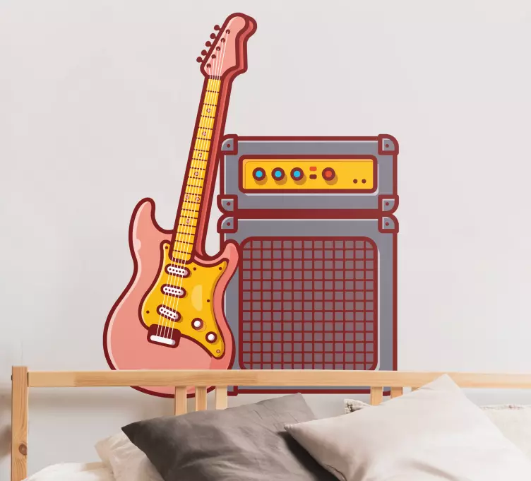 Autocolantes de rock Guitarra rosa - TenStickers