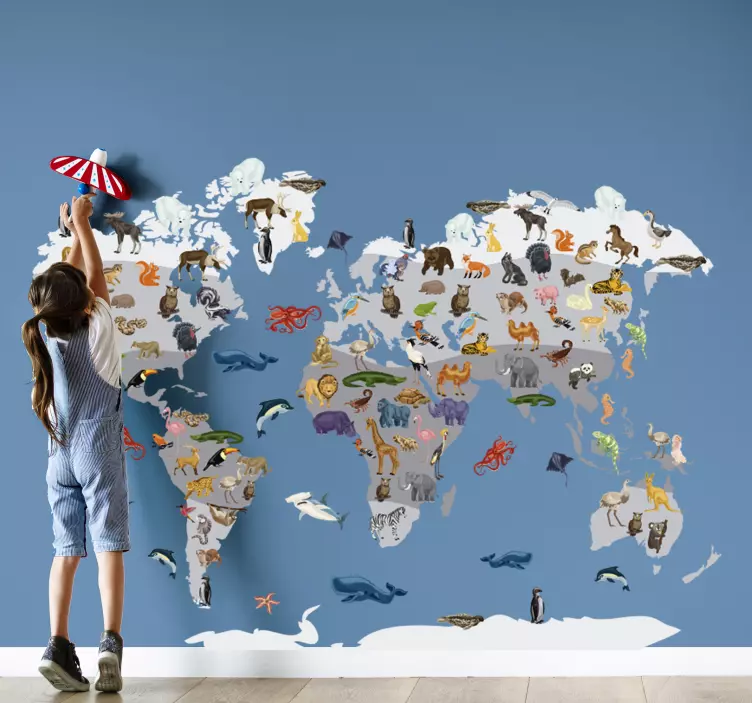 Vinis decorativos mapa mundo estilo nórdico - TenStickers