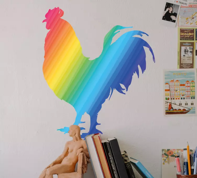 Autocolantes para animais de quinta Silhueta de galo multicolor - TenStickers