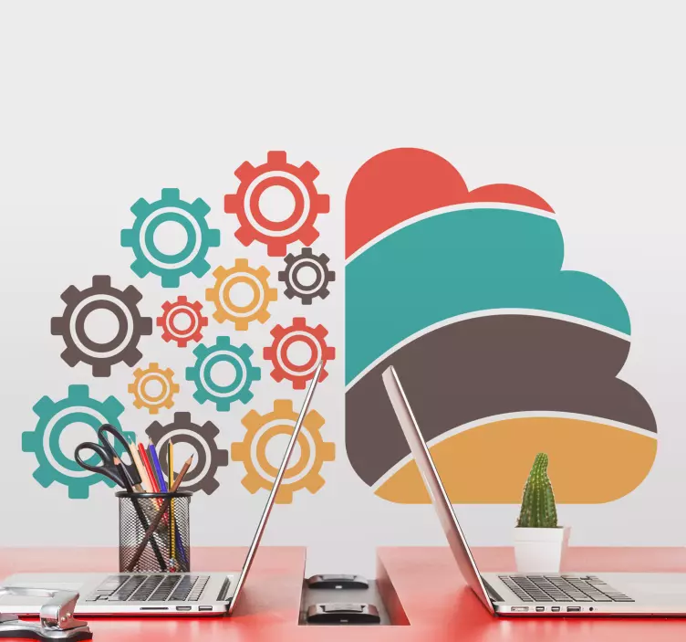 Autocolante Cérebro de engrenagem multicolor - TenStickers