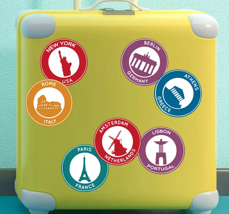 Stickers decorativos para malas de viagem Lugares famosos - TenStickers