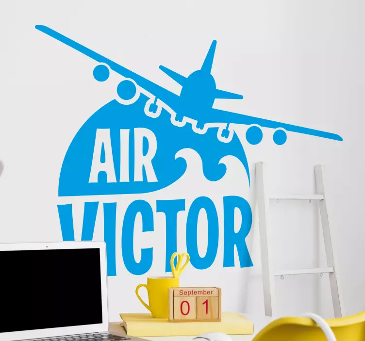 Autocolantes para quarto infantil Aeronave com nome - TenStickers