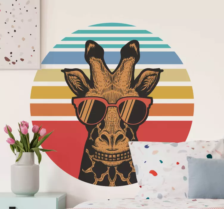 Autocolantes Vintage Girafa hipster - TenStickers