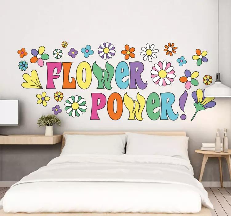 Autocolantes Vintage Slogan de flower power com flores - TenStickers