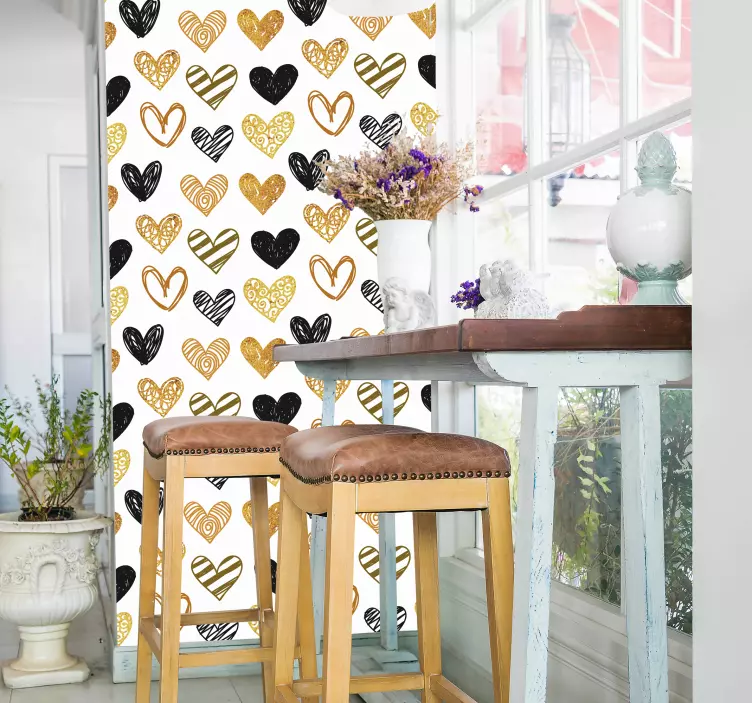 Autocolantes festividades padrão de corações - TenStickers
