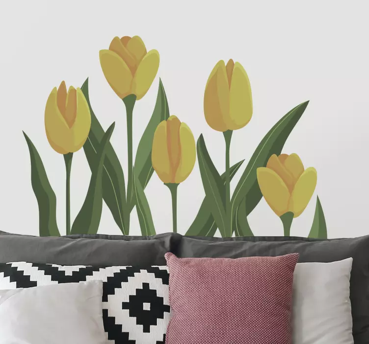 Adesivo decorativo flores 5 tulipas amarelas - TenStickers