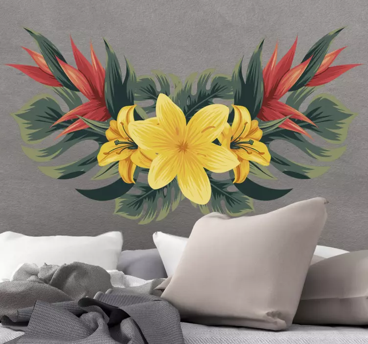 Adesivo decorativo flores Arco floral tropical - TenStickers