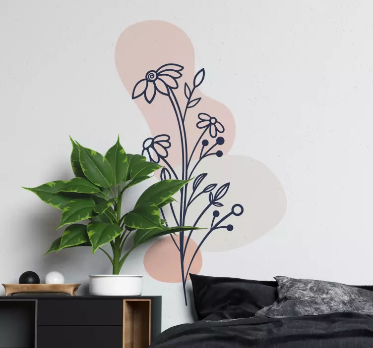 Adesivo decorativo flores Arte em linha produtofloral - TenStickers