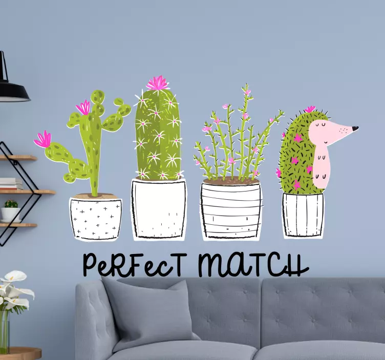 Adesivo decorativo flores Cactos de combinação perfeita - TenStickers