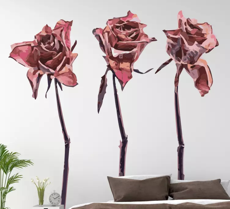 Adesivo decorativo flores Conjunto de três rosas secas - TenStickers