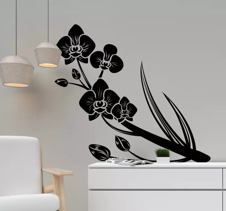 Adesivo decorativo flores Contorno da orquídea - TenStickers