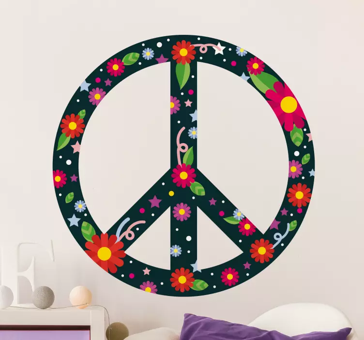 Adesivo decorativo flores Flor e estrela do símbolo da paz - TenStickers