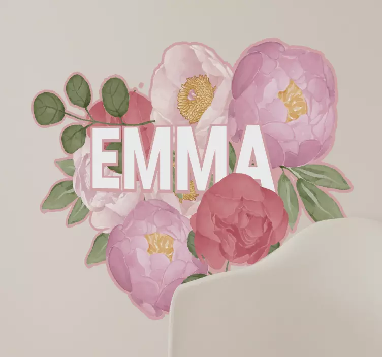 Adesivo decorativo flores Flores com nome peônia - TenStickers