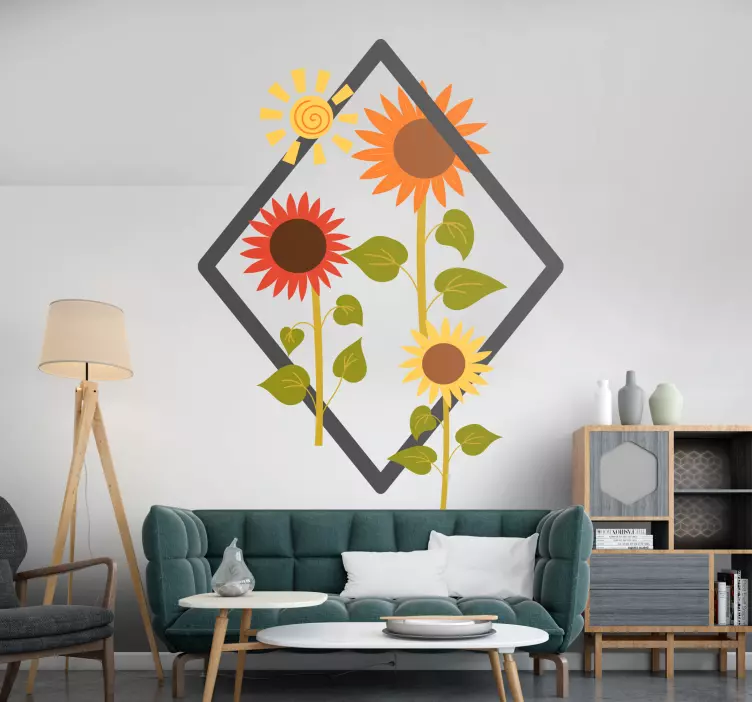 Adesivo decorativo flores Girassol em losango - TenStickers