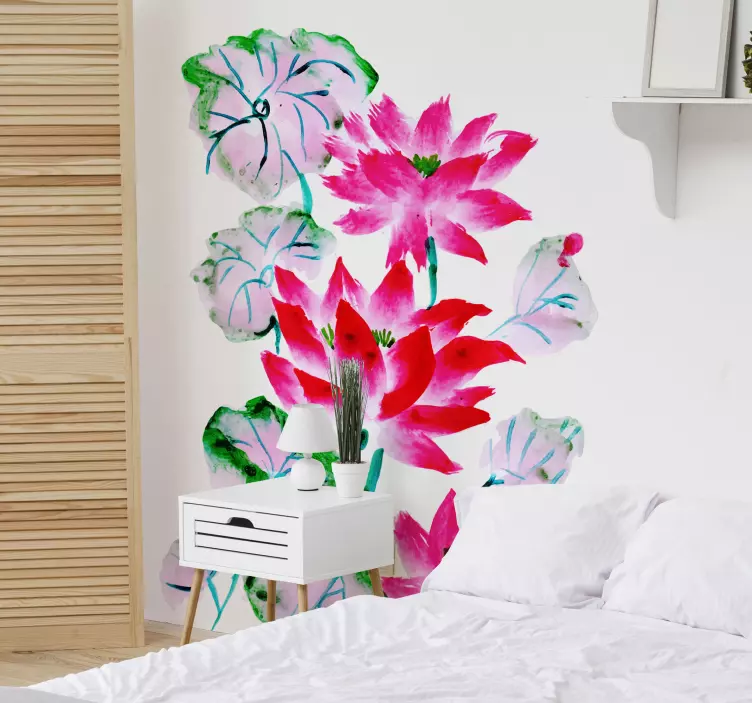 Adesivo decorativo flores Lótus crescendo e colorido - TenStickers