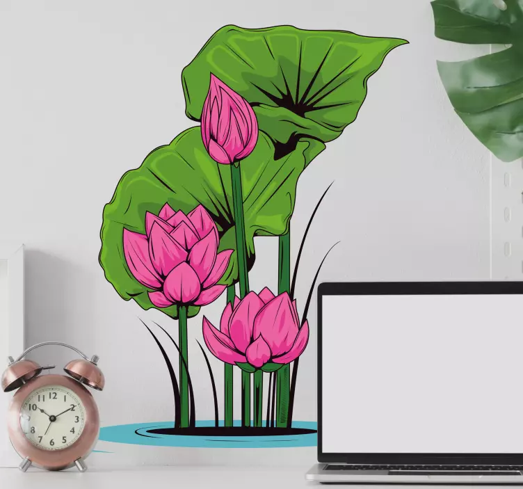 Adesivo decorativo flores Lótus na água - TenStickers
