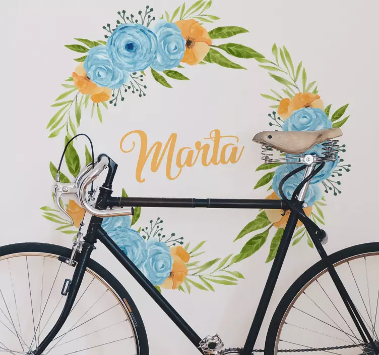 Adesivo decorativo flores Moldura laranja peônia - TenStickers