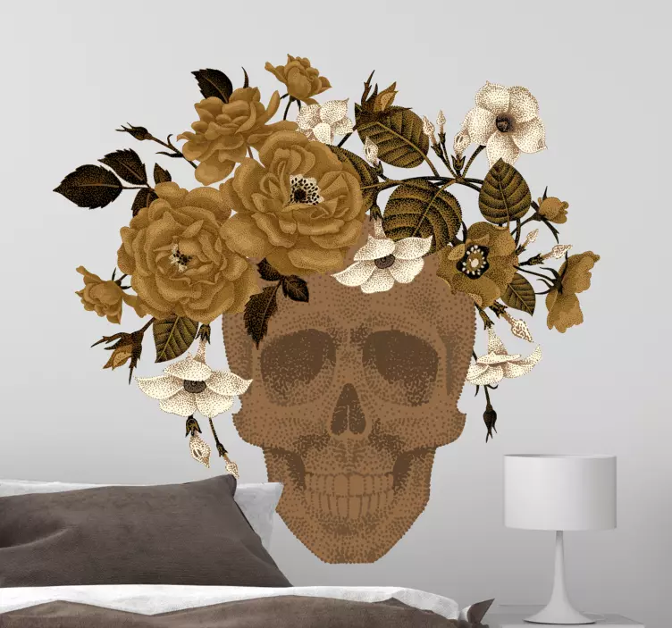 Adesivo decorativo flores Peônia com caveira - TenStickers