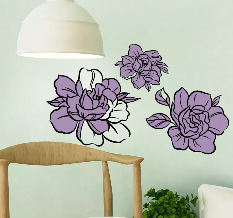 Adesivo decorativo flores Peônia conjunto de flores - TenStickers
