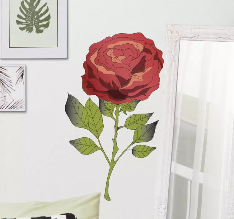 Adesivo decorativo flores Rosa vermelha fofa - TenStickers