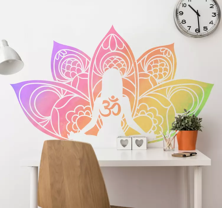 Adesivo decorativo flores Símbolo de lótus multicolorido de ioga - TenStickers