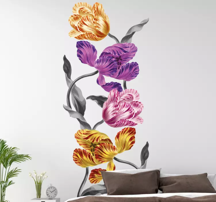 Adesivo decorativo flores Tulipas coloridas elegantes - TenStickers