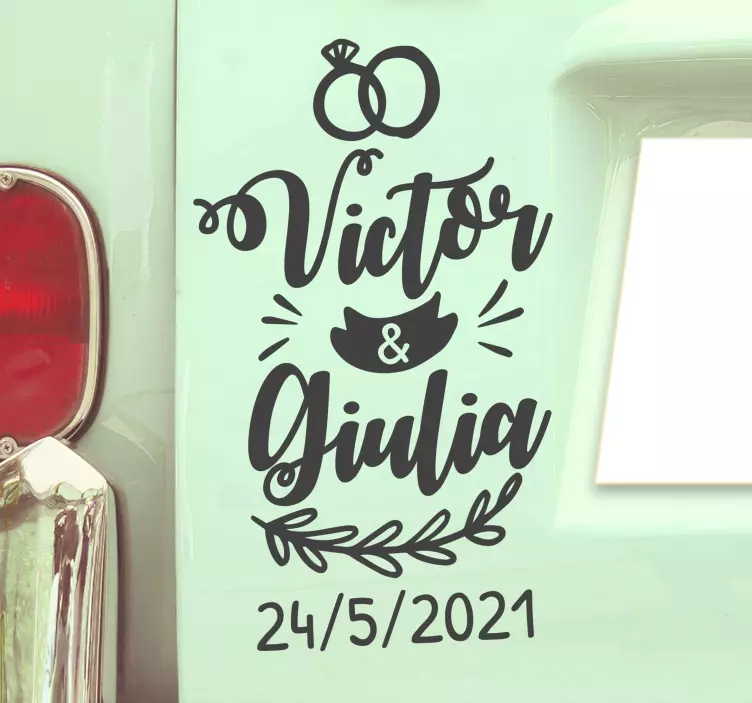 Autocolantes para Casamento Nomes e Data - TenStickers