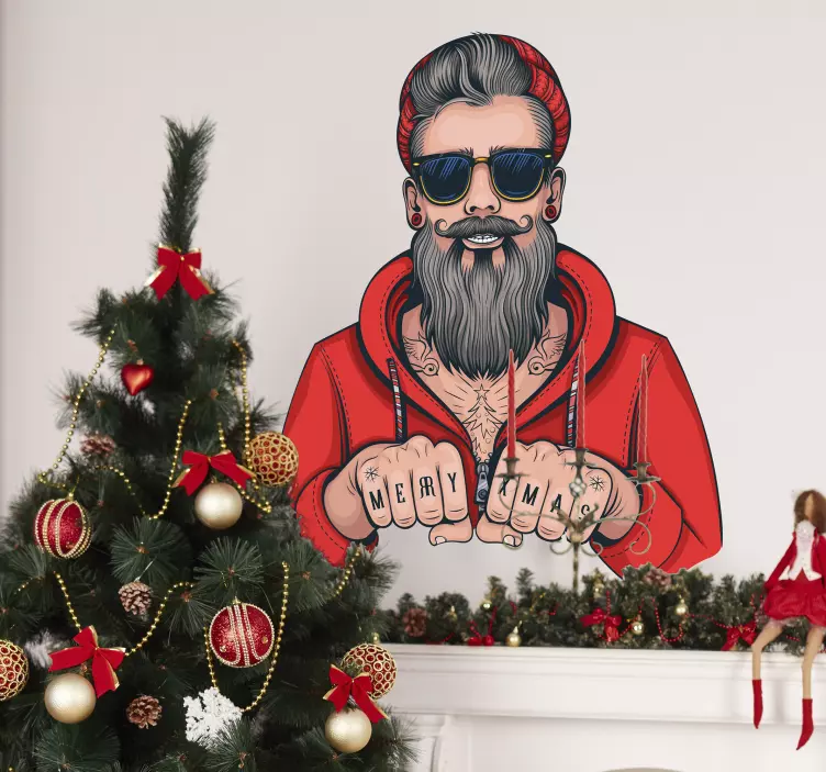 Autocolantes para Empresas Pai Natal Hipster - TenStickers