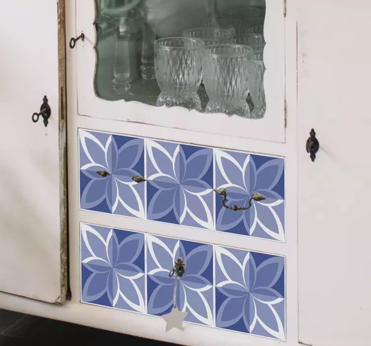 Vinil para móveis Padrões de azulejo azul - TenStickers