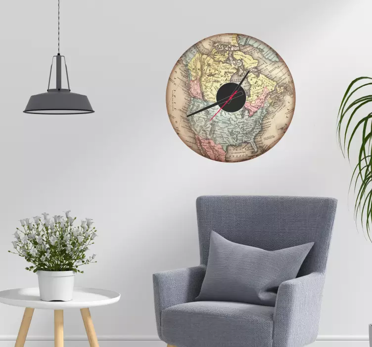 Autocolantes relógios mapa relógio - TenStickers