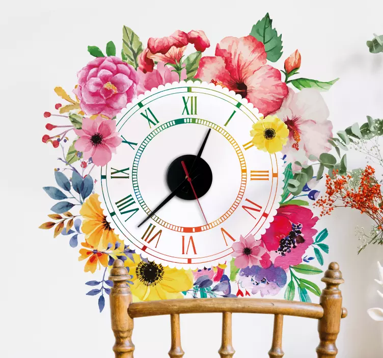 Autocolantes relógios minimalismo floral - TenStickers