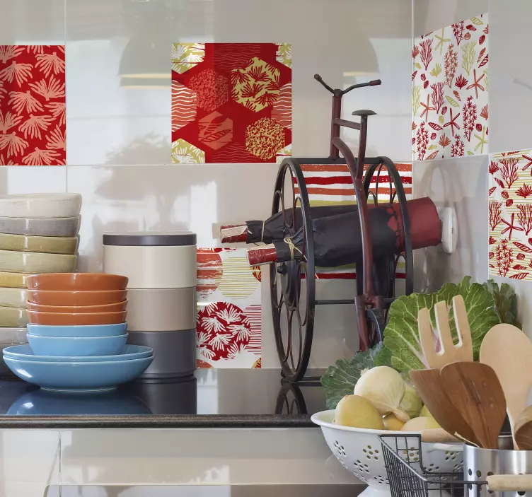 Azulejos autocolantes de coral vermelho - TenStickers