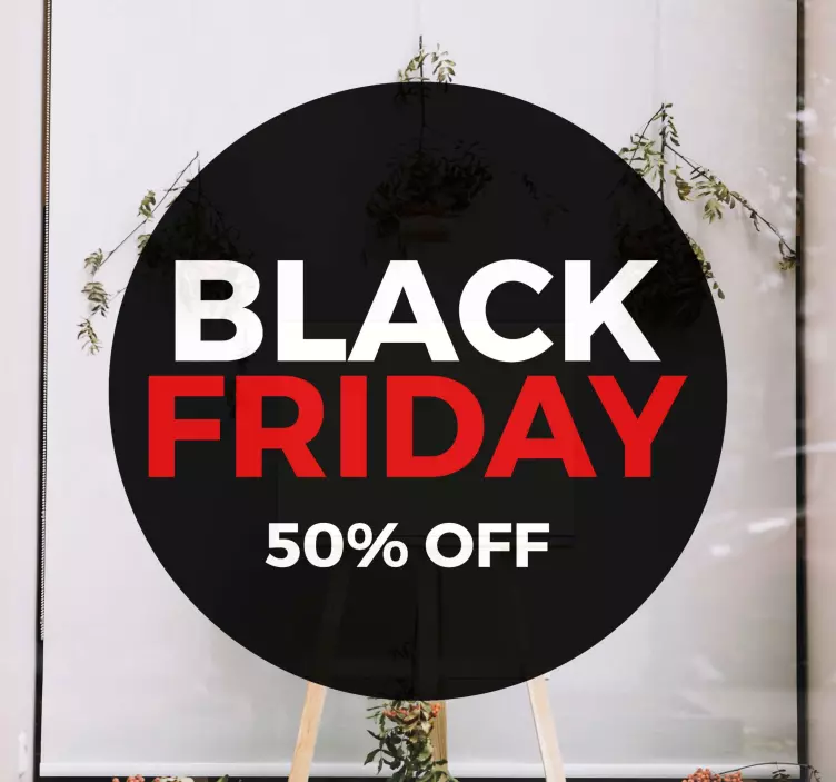 autocolante de black friday 50% fora da janela - TenStickers