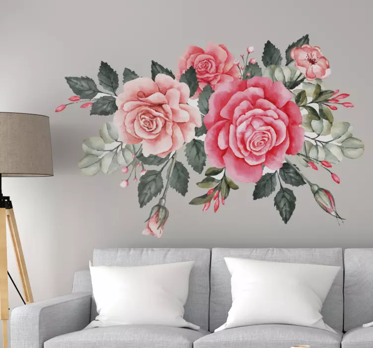Buquê de flores rosa <b>Vinil decorativo</b> - TenStickers