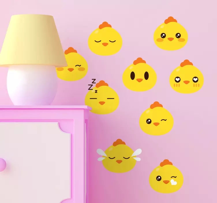 Conjunto de adesivos decorativos emojis pintainho - TenStickers