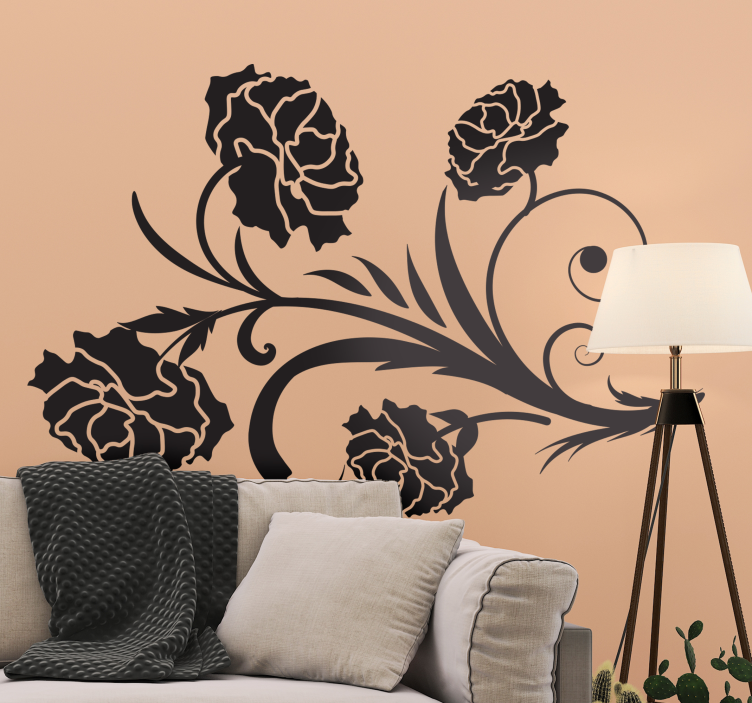 autocolantes decorativos floral silhueta cravo - TenStickers