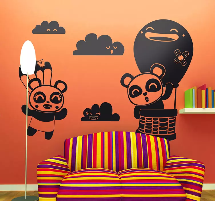Crianças céu pandas alto vinis decorativos - TenStickers